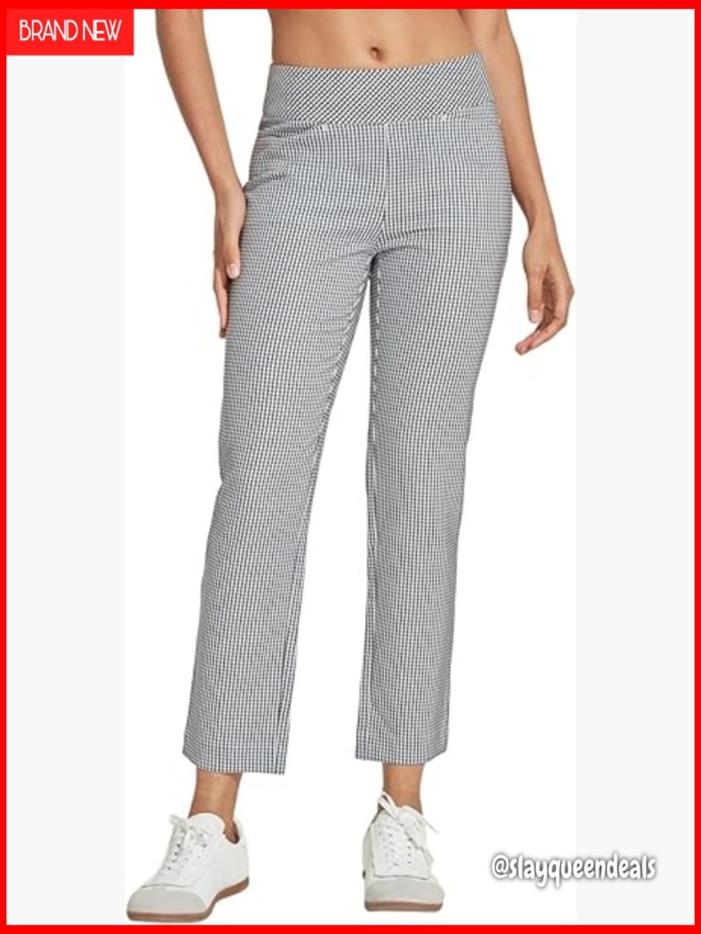Stretch Plaid Ankle Pants with Pockets UPF 50+ Golf Travel Lounge